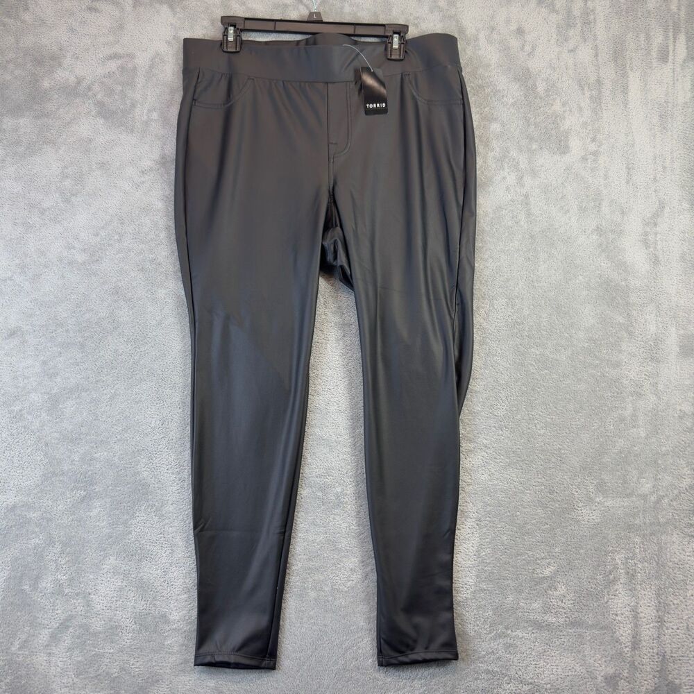 Torrid Leggings Womens 2X 18-20 Black Full Length Signature Waist Faux Leather